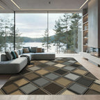 Contemporary Earth Tone Geometric Square Rug