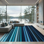 Aqua Blue Gradient Vertical Lines Rug