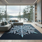 Elegant Ice Blue Crystal Snowflake Rug