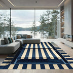 Classic Navy Beige Stripe Awning Rug