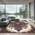 Ornate Plum Botanical Heirloom Medallion Rug