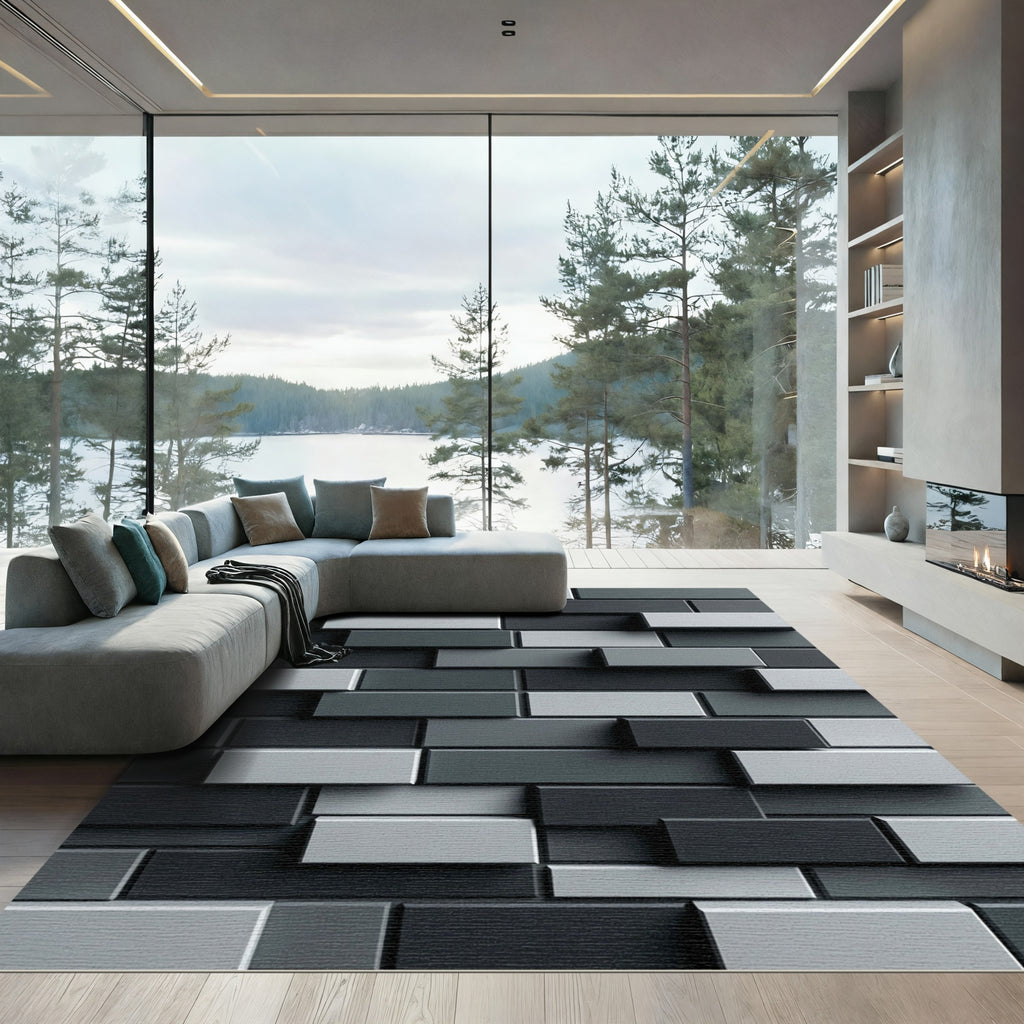 Monochromatic Stacked Rectangular Blocks Rug