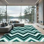 Modern Teal Chevron Geometric Zigzag Rug