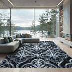 Gothic Silver Frost Snowflake Trellis Rug