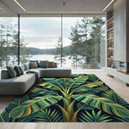 Lush Green Tropical Banana Leaf Canopy Rug