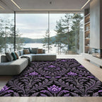 Ornate Amethyst Floral Victorian Damask Rug