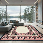 Pink Greek Key Floral Pillar Frame Rug