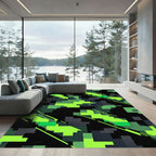 Neon Green Pixelated Cyber Camouflage Rug