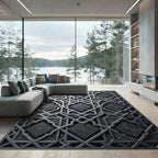 Metallic Silver Geometric Filigree Art Rug