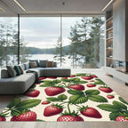 Vibrant Strawberry Botanical Berry Garden Rug