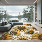 Golden Yellow Sunflower Bloom Composition Rug