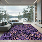 Ornate Plum Violet Interlocking Spear Weave Rug