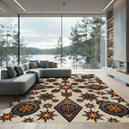 Bronze Star Compass Arrow Tile Rug