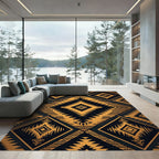 Golden Aztec Diamond Geometric Rug