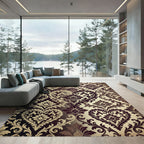 Burgundy Cream Baroque Heart Scroll Rug