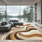 Modern Abstract Earthy Swirl Rug
