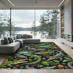 Lush Green Tropical Alligator Wildlife Rug