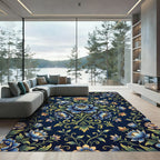 Midnight Blue Floral Lotus Vine Rug