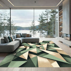 Sage and Cream Abstract Geometric Art Rug