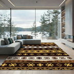 Earthy Tone Geometric Tribal Stripes Rug