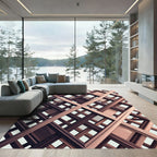 Bronze Geometric Intersecting Lattice Grid Rug