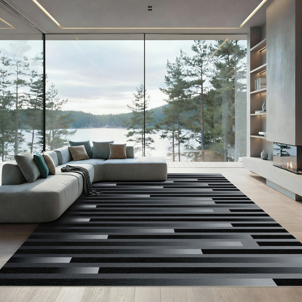 Monochromatic Offset Stripe Gradient Rug