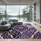 Ornate Plum Damask Floral Medallion Rug