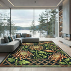 Golden Chrysanthemum Lattice Botanical Rug