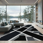 Monochromatic Geometric Collage Tiles Rug