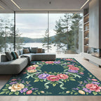 Pastel Rose Floral Ribbon Medallion Rug