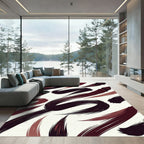 Abstract Ink Brush Stroke Crimson Rug
