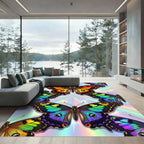 Iridescent Butterfly Kaleidoscope Wing Area Rug