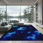 Teal Nebula Swirl Starry Night Rug