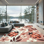 Whimsical Ladybug Floral Earthy Tone Rug