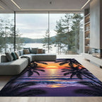 Tropical Sunset Palms Ocean Horizon Rug