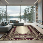 Ornate Burgundy Golden Victorian Baroque Scroll Rug