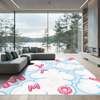 Pink Alphabet Clouds Whimsical Sky Rug