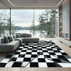 Black White Shattered Checkered Squares Rug