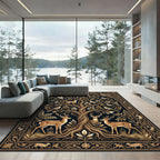 Golden Tree of Life Deer Birds Rug