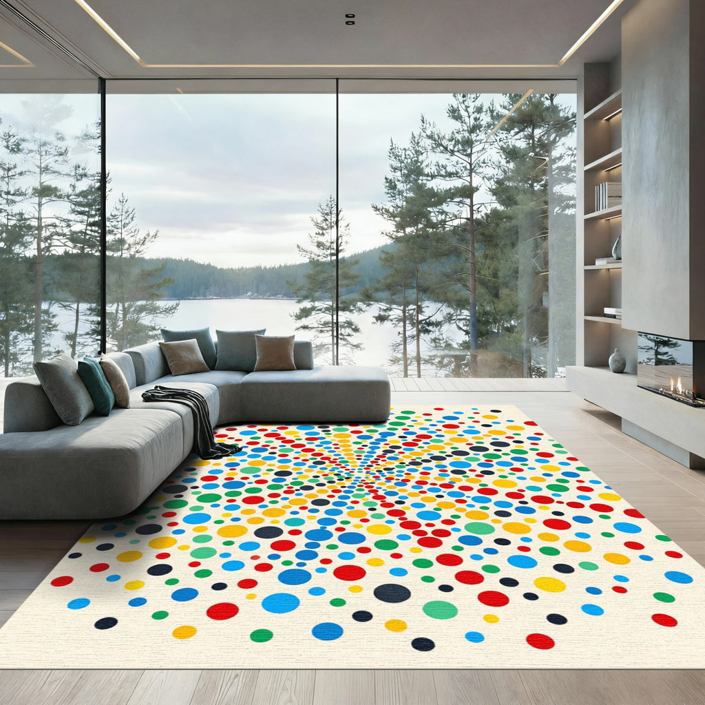 Vibrant Multicolored Dotted Pop Art Rug