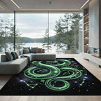 Glowing Green Celestial Serpent Constellation Art Rug