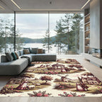 Vintage Pastoral Landscape Sheep Roses Rug