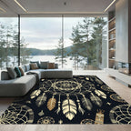 Golden Dreamcatcher Boho Celestial Rug
