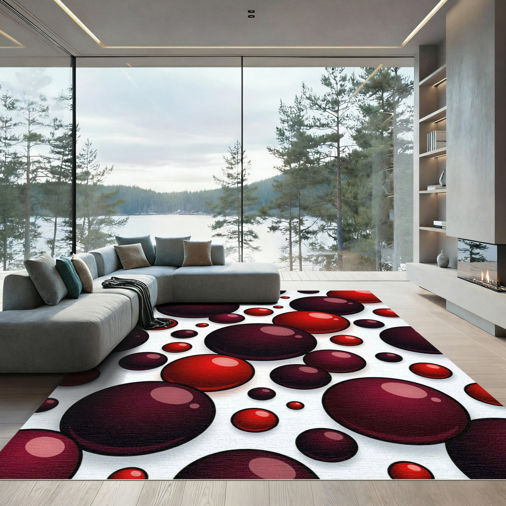 Deep Red Glossy Sphere Scatter Rug