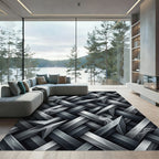 Smoky Metallic Interwoven Blade Lattice Rug