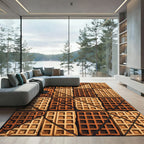 Graphic Grid Waffle Chocolate Square Slab Rug