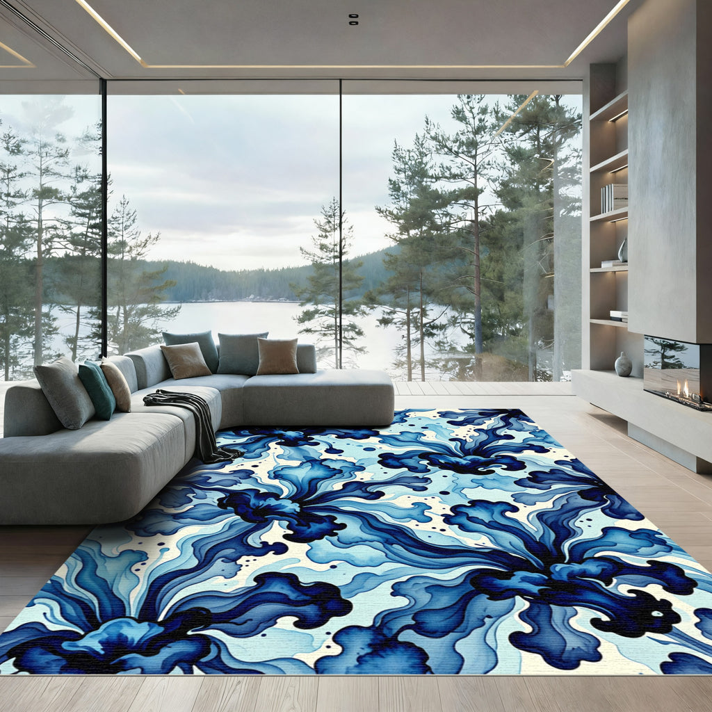 Swaying Indigo Ink Flow Orchid Rug