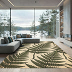 Vintage Forest Fern Botanical Illustration Rug