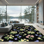 Whimsical Pink Yellow Blue Floral Bouquet Rug