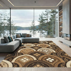 Elegant Bronze Clover Scallop Floral Rug